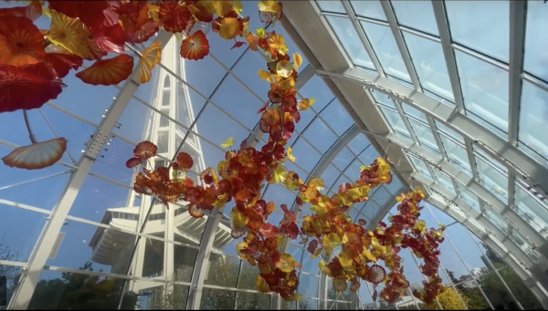 Inside Chihuly Garden and Glass at Seattle Center.